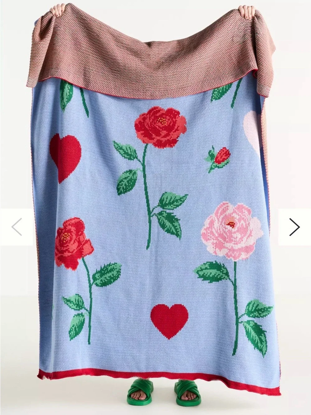NEW Anthropologie Cotton Sweater Knit Floral Throw Blanket, 50 x 70” 🌹❤️